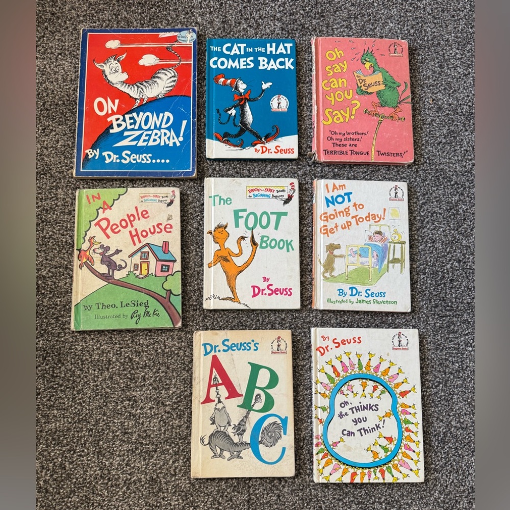 Dr. Seuss 8 Vintage Beginner Books Lot By Dr. Seuss 1955-1987 On Beyond Zebra